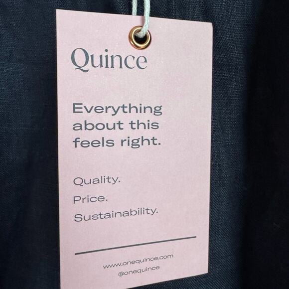 QUINCE‎ Women Small 100% European Linen Trapeze Midi Dress NEW Black tiered flax - Picture 13 of 14